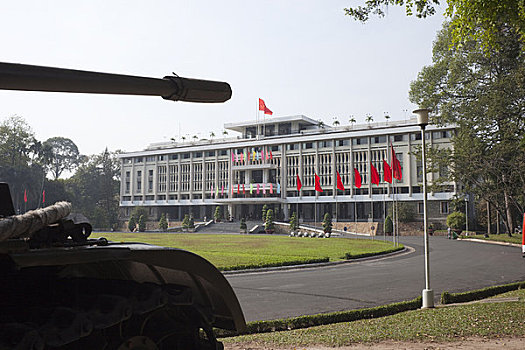 坦克,正面,总统府,宫殿,胡志明市,越南