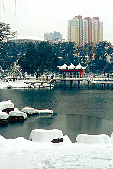 河北省石家庄市长安公园雪景