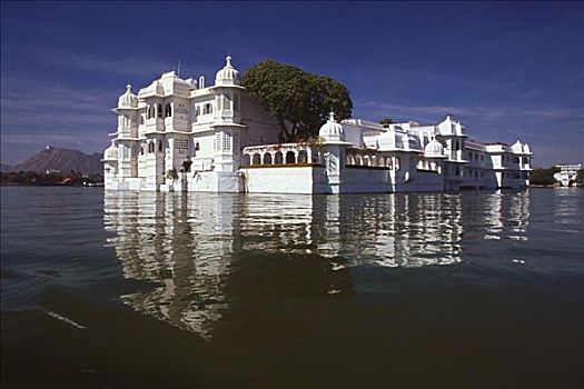反射,酒店,湖,湖上皇宫,皮丘拉,乌代浦尔,拉贾斯坦邦,印度