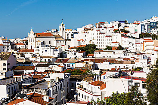 刷白,建筑,教区教堂,老城,阿尔布斐拉,阿尔加维,葡萄牙