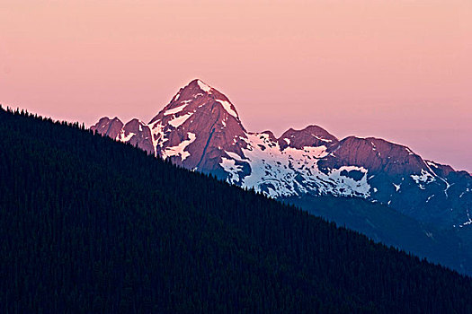 顶峰,日出,北瀑布国家公园,华盛顿,风景,省立公园,不列颠哥伦比亚省,加拿大