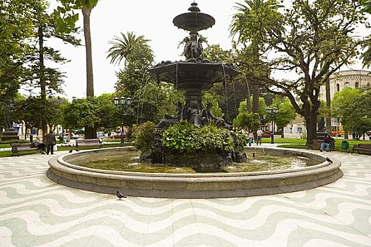 喷泉,大广场,瓦尔帕莱索,智利