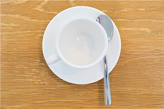 俯视,咖啡用具,勺子,盘子,桌上