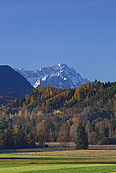 风景,上方,哥尼斯堡,楚格峰,秋天,上巴伐利亚,巴伐利亚,德国南部,德国