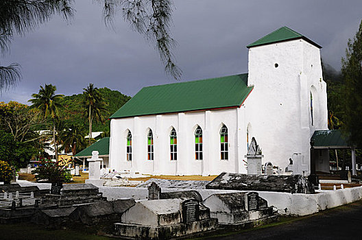 教堂,拉罗汤加岛,库克群岛,南太平洋