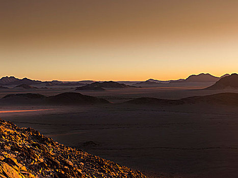 日落,上方,山,区域,纳米比亚,非洲