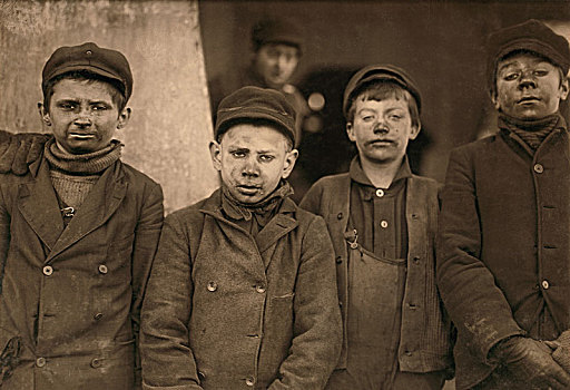 四个,孩子,男孩,半身像,宾夕法尼亚,美国,国家,童工,一月,职业,历史