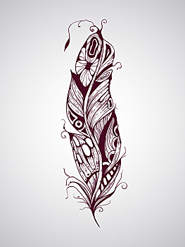 手,纹身,羽毛,特写