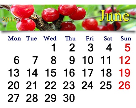 日程,六月,红色浆果,樱桃属