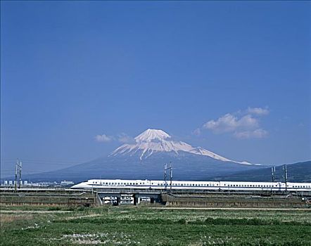 子弹头列车,新干线,富士山,本州,日本