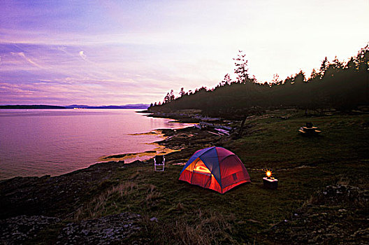 露营,盐春岛,不列颠哥伦比亚省,加拿大