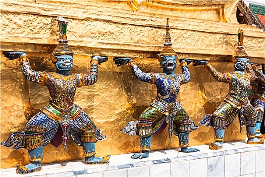 金色,角度,玉佛寺,家,泰国人,国王,一个,著名,旅游景点,建造,曼谷,泰国