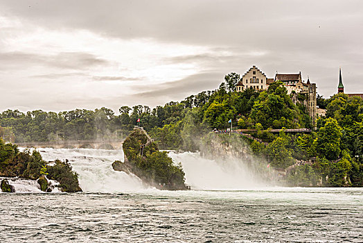 风景,上方,莱茵瀑布,石头,城堡,劳芬,靠近,沙夫豪森,瑞士