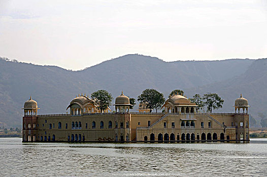 水,宫殿,男人,湖,斋浦尔,拉贾斯坦邦,北印度,印度,南亚,亚洲