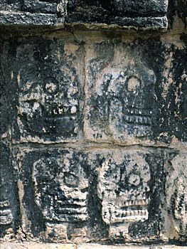 雕刻,寺庙,头骨,奇琴伊察,尤卡坦半岛,墨西哥,艺术家