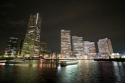 天际线,夜景,横滨,日本,亚洲