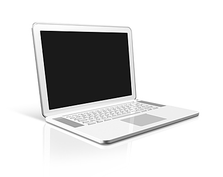 白人,笔记本电脑,隔绝,白色背景