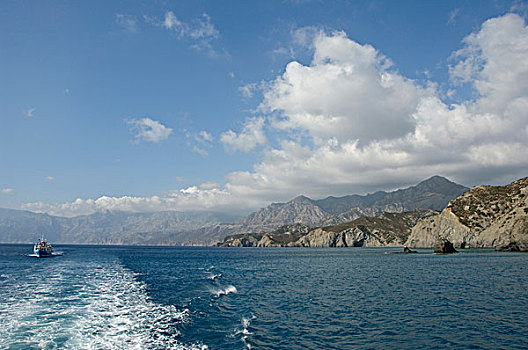 游船,东海岸,卡帕索斯,爱琴海岛屿,爱琴海,希腊,欧洲