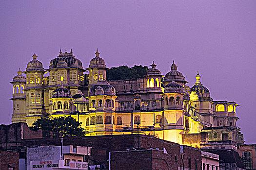 印度,拉贾斯坦邦,乌代浦尔,城市宫殿