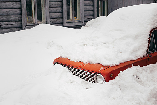 汽车,遮盖,雪,冬天