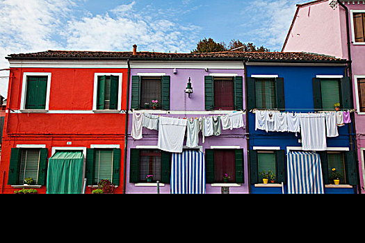 欧洲,意大利,布拉诺岛,彩色,房子
