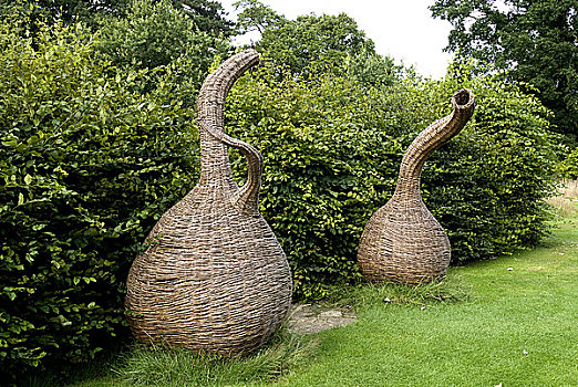 英格兰,萨里,皇家园艺协会威斯利花园,编织物,容器