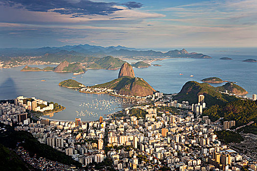 风景,俯视,面包山,湾,里约热内卢