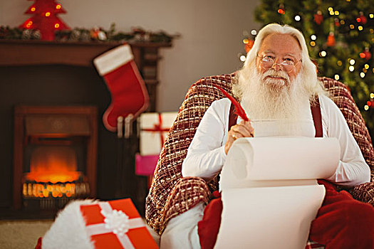 微笑,圣诞老人,文字,清单,扶手椅