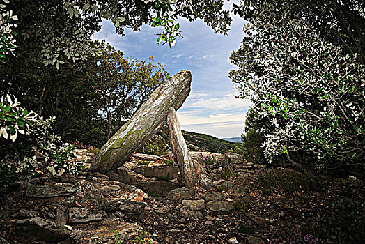 法国,郎格多克,山峦,巨石墓