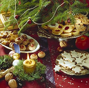 种类,饼干,盘子,圣诞树
