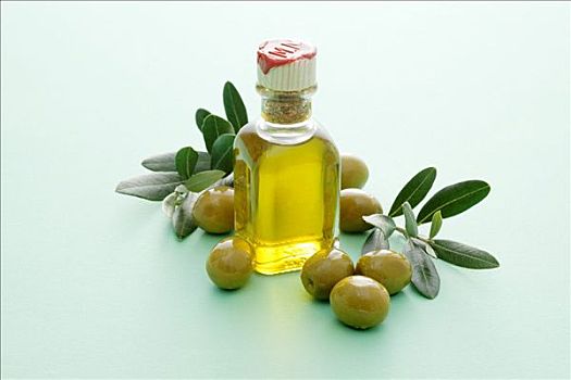 小瓶,橄榄油,橄榄,嫩枝
