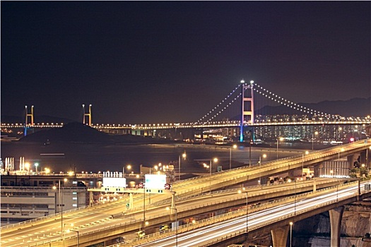 夜景,公路,桥,香港