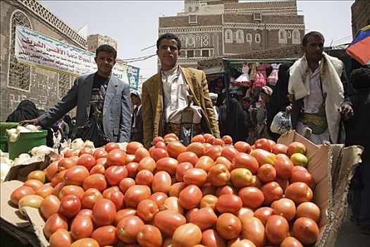 西红柿,货摊,露天市场,市场,历史,中心,也门,中东