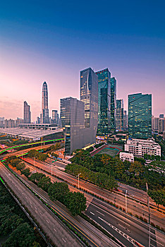 中国广东深圳福田中心区都市夜景