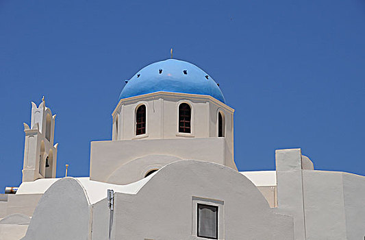 教堂,圆顶,锡拉岛,火山,岛屿,希腊,欧洲