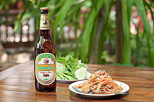 瓶子,啤酒,老挝,食物