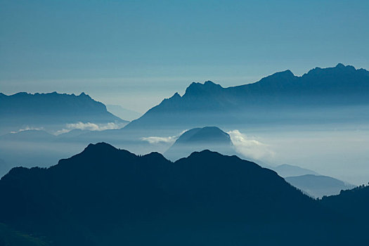 阿尔卑斯山,日落,提洛尔,奥地利