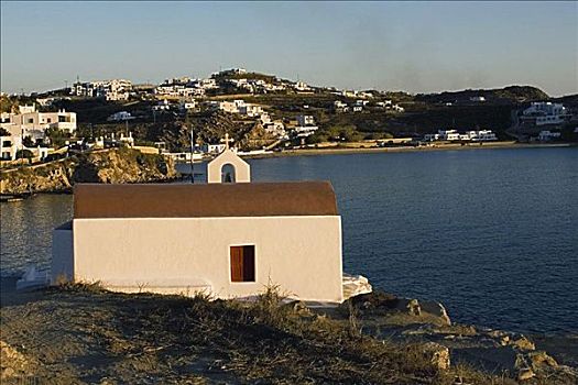教堂,海岸,米克诺斯岛,基克拉迪群岛,希腊