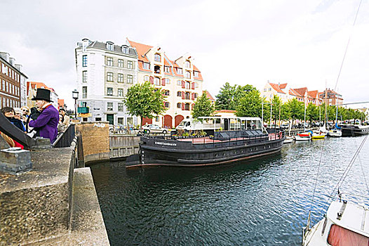 风景,运河,房子,哥本哈根,丹麦