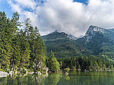 浪漫,湖,山,国家公园,巴伐利亚,德国,大幅,尺寸