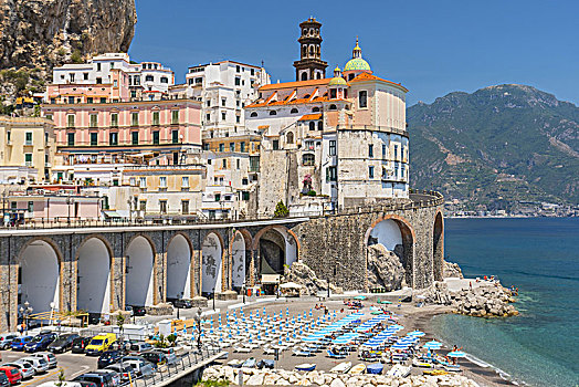 风景,漂亮,城镇,著名,阿马尔菲海岸,海湾,萨勒诺,坎帕尼亚区,意大利