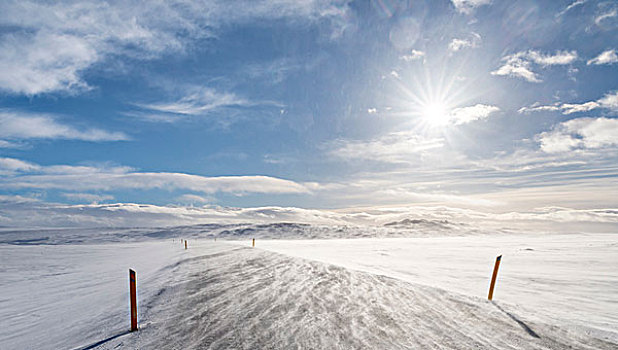 冰岛高地,挨着,环路,冬天,风暴,晴朗,天气,状况,大幅,尺寸
