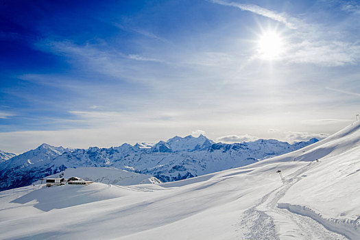 冬天,积雪,山峰,欧洲,阿尔卑斯山,山景