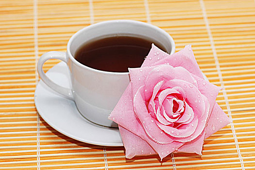 杯子,红茶,玫瑰,橙色,垫