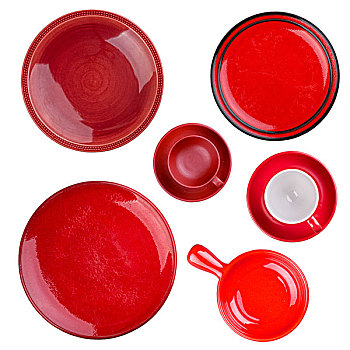 红色,圆,盘子