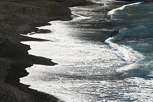 海浪,黑色背景,火山岩,海滩,兰索罗特岛