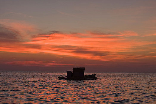 日落,海洋,越南,亚洲