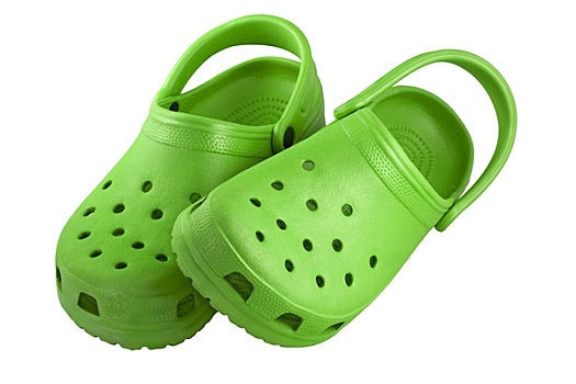 鲜明,绿色,塑料制品,木底鞋