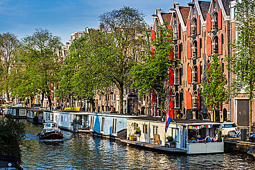 特色,建筑,房船,运河,阿姆斯特丹,荷兰