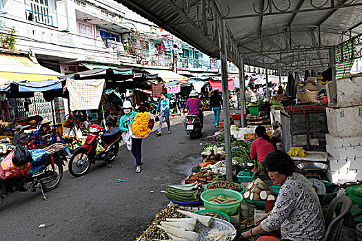街边市场,城镇,湄公河,越南